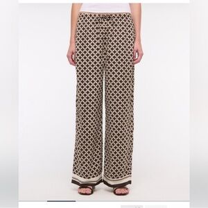 Abercrombie & Fitch Brown and Cream Geometric Drawstring Pants